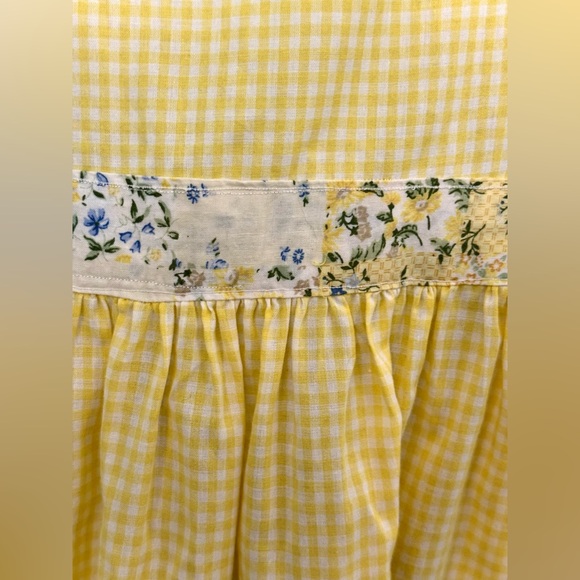 Children’s Yellow & White Check & Floral Apron - Picture 5 of 12